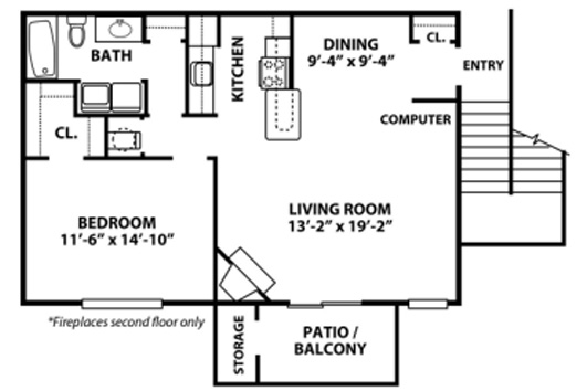 One Bedroom Floorplan